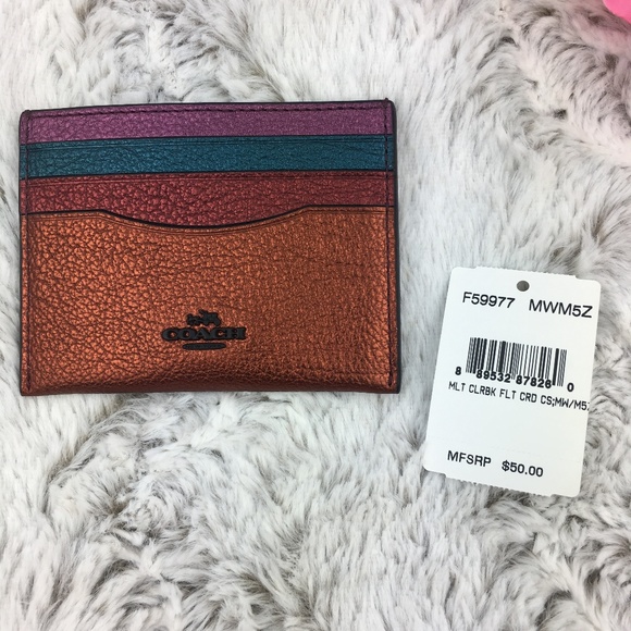 Coach Metallic Flat Card Case - Picture 5 of 6